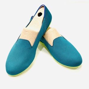 ROTHY’S women’s Flat, teal/lime, worn for an hour! Size 6.5